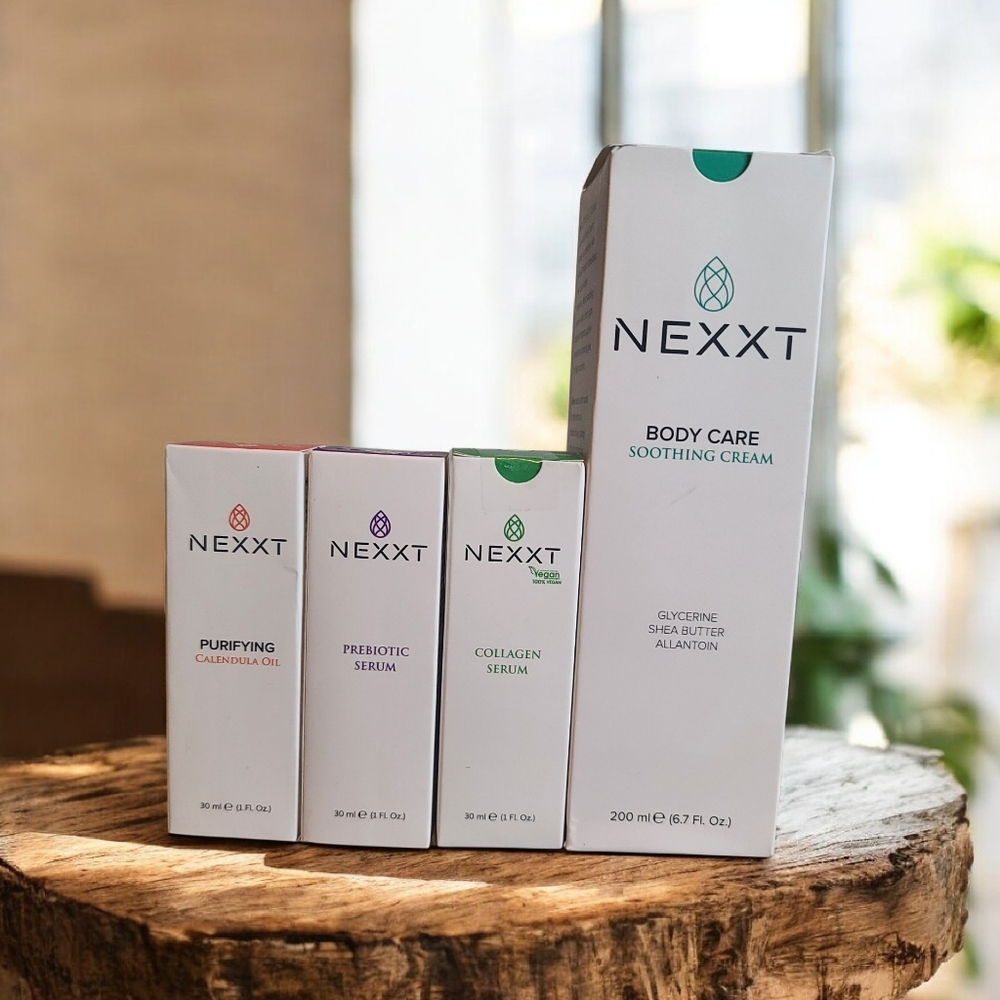 Nexxt Skincare Serum & Cream Collection - White, Purple, Green